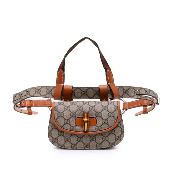 Pre-Loved Gucci Mini GG Supreme Web Bamboo 1947 Belt Bag - Picture 1 of 11